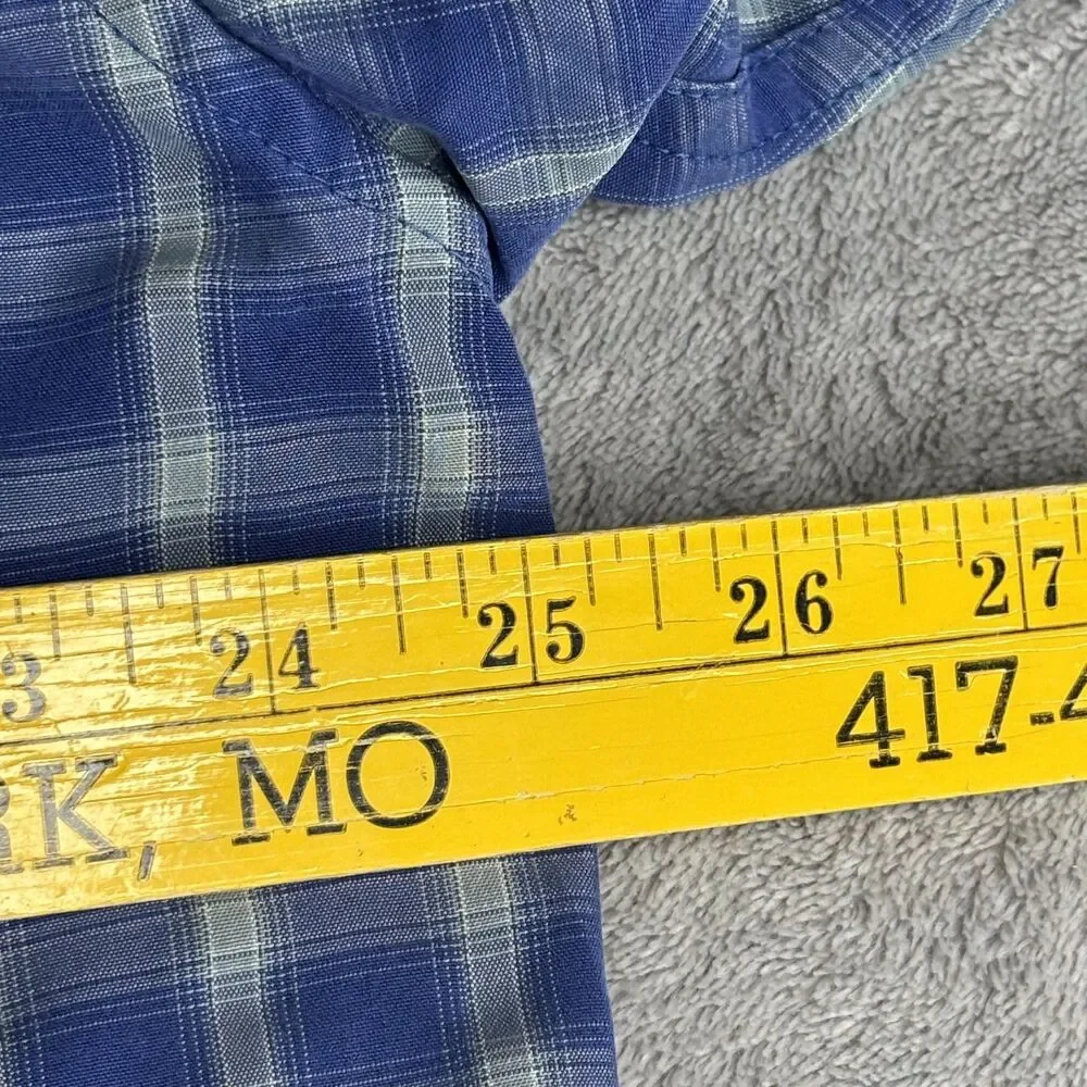 The North Face Shirt Mens XL Blue‎ Plaid Long Sleeve Button Up Vented Hiking